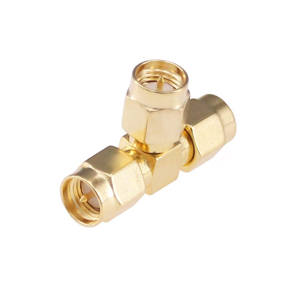 RFaha 3pcs Antenna Adapter SMA Male to Dual SMA Male Connector T Type 3 Way Splitter Antenna Converter(NOT for TV)(F09-3)