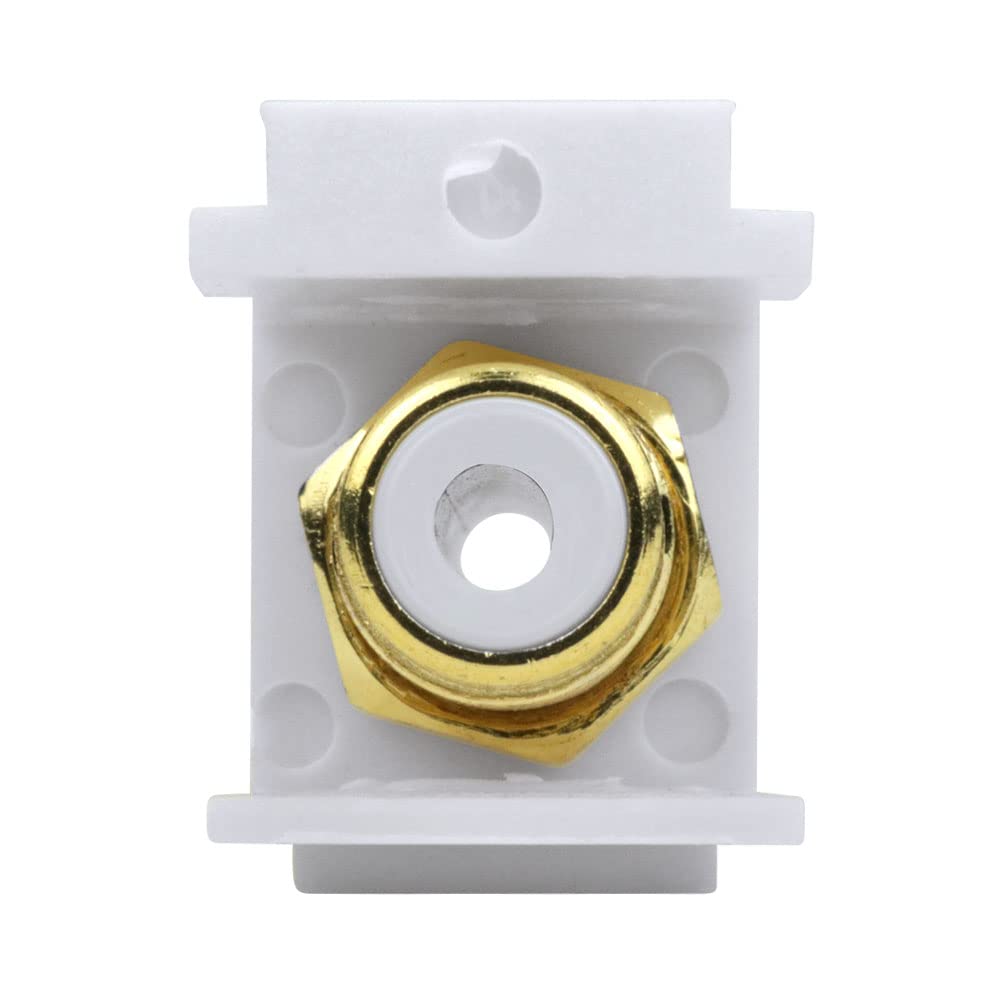 Construct Pro RCA to RCA Keystone Jack Insert, White, 0 inches, Male-to-Female, 3 Pins, Indoor, 1 Count, Home entertainment systems, Custom