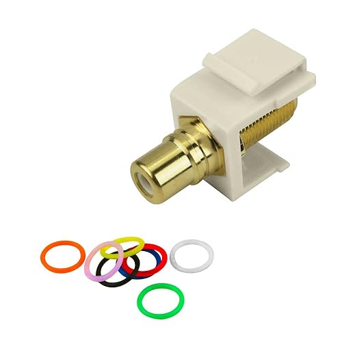Skywalker Construct Pro F-Connector to RCA Keystone Jack w/ 8 Color Bands (Lt Almond)