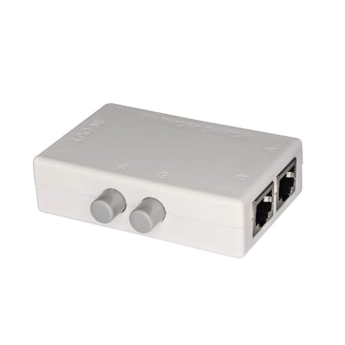 RJ45 Splitter Selector Switch, 2 Ports Network Switch Splitter Selector Hub 2-in 1-Out or 1-in 2-Out 100M t 2-Way RJ45 Ethernet Network SinLoon Push