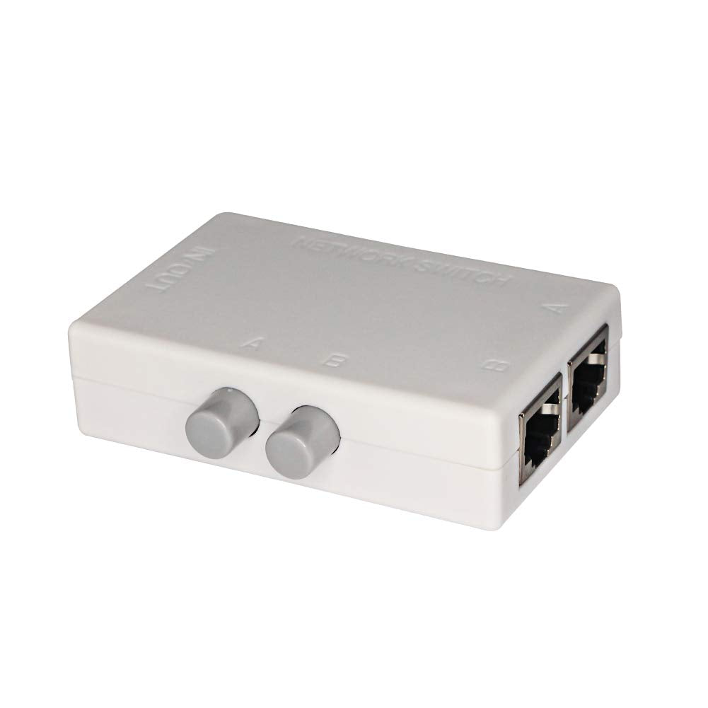 RJ45 Splitter Selector Switch, 2 Ports Network Switch Splitter Selector Hub 2-in 1-Out or 1-in 2-Out 100M t 2-Way RJ45 Ethernet Network SinLoon Push