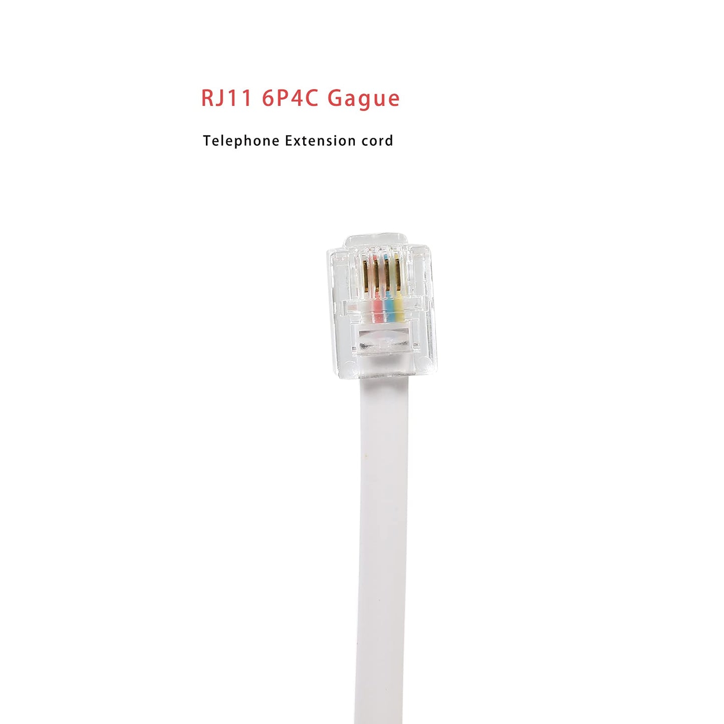 Tbrand 20-Foot Telephone landline Extension Cord Cable Cord with Standard RJ-11 6P4C Plug (White 6M, 2Pack)