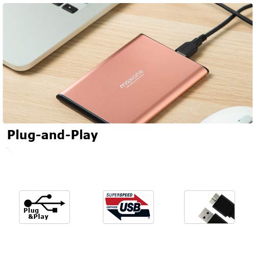 Maxone 500GB Ultra Slim Portable External Hard Drive HDD USB 3.0 Compatible with PC, Laptop - Rose Pink