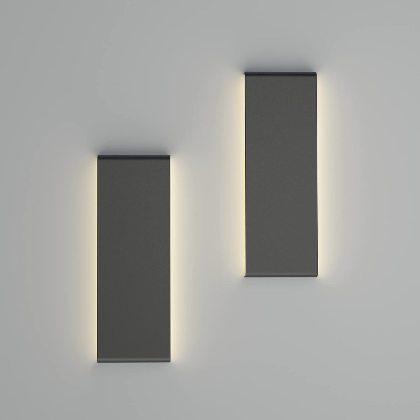 Ralbay 15.7in LED Modern Matte Black Wall Sconce 2-Pack Aluminum Indoor LED Up and Down Modern Bathroom Wall Lighting Fixtures 14W Warm White Light
