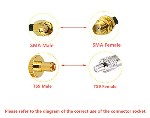 RedYutou SMA Female to Dual SMA Male Cable plitter Combiner SMA Connector 6-inch (15cm) +2pcs SMA Female to TS9 Male Adapter (not Applicable to TV)