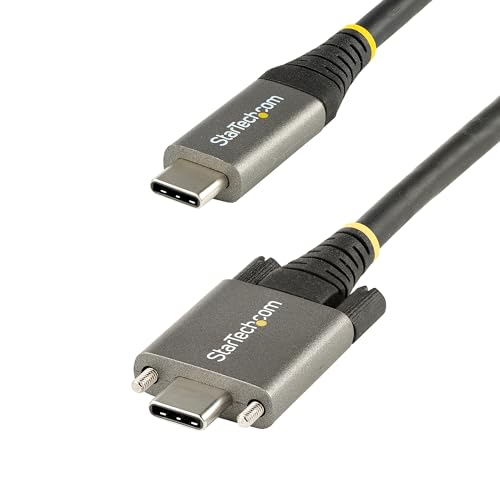 StarTech.com 20" (50cm) Side Screw Locking USB C Cable 10Gbps - USB 3.2 Gen 2 Type-C Cable - 100W (5A) Power Delivery Charging, DP Alt Mode - Dual