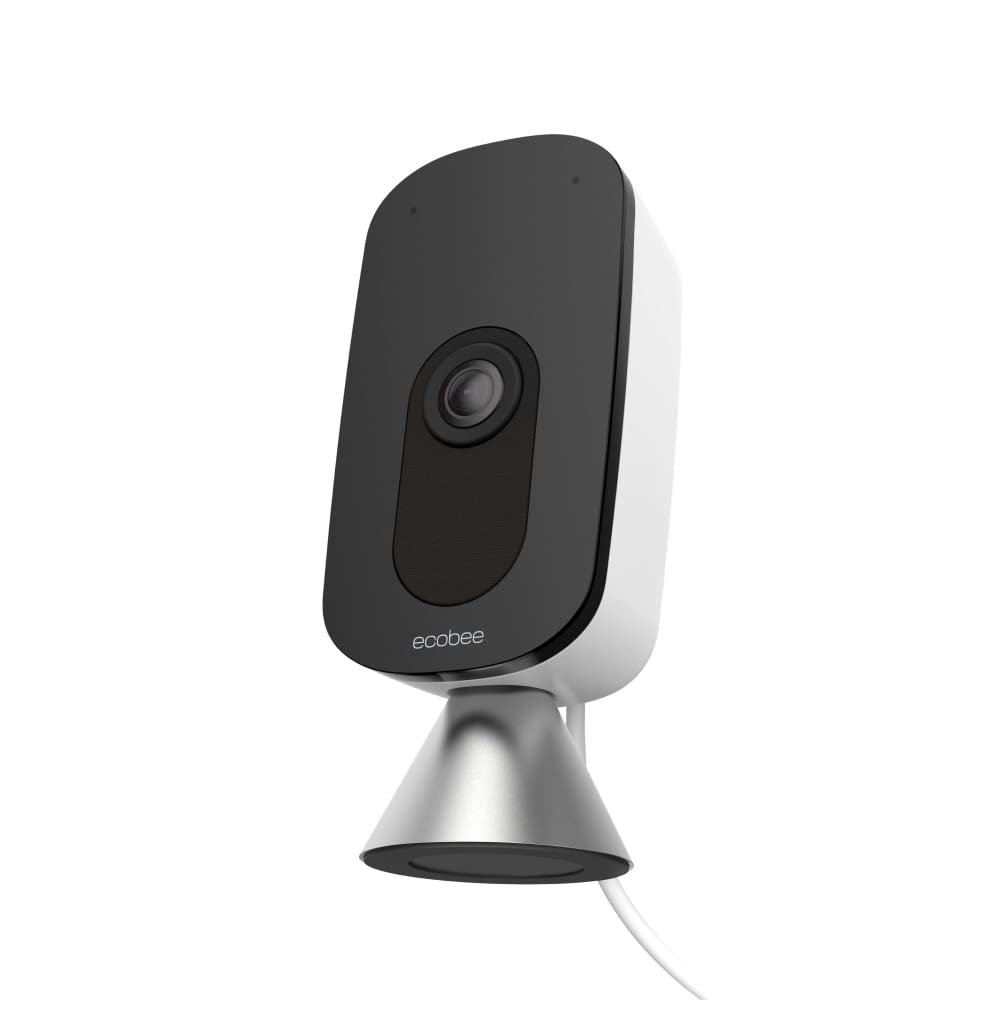 ecobee SmartCamera - Indoor WiFi Security Camera, Smart Home Security System, 1080p HD 180 Degree FOV, Night Vision, 2-Way Audio, Works with Apple