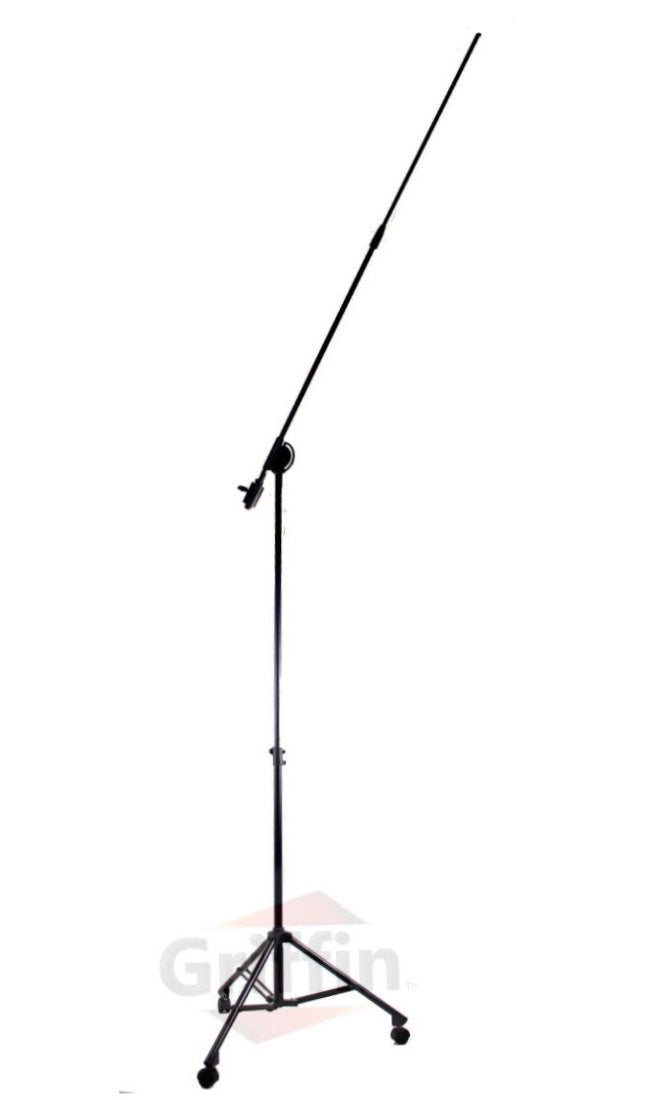 GRIFFIN 11FT Tall Rolling Mic Boom Stand (Extended XHeight Edition) with Telescopic Arm & Tripod Base - Studio Microphone Wheeled Stand for Overhead