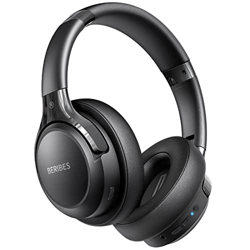 BERIBES Bluetooth Headphones Over Ear, 65H Playtime and 6 EQ Music Modes Wireless Headphones with Microphone, HiFi Stereo Foldable Lightweight