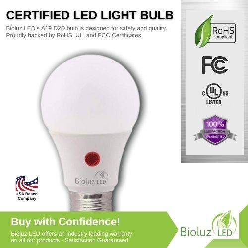 Bioluz LED Dusk to Dawn Light Bulb, 9W (60W Equivalent) A19 LED Light Bulb with Photocell Sensor, Auto On/Off, 3000K Soft White Indoor/Outdoor Light
