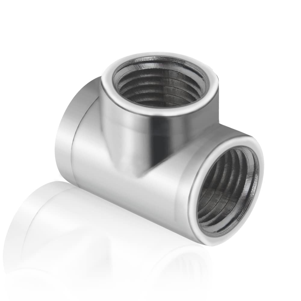 BXQINLENX Silver Chrome G 1/4" Threaded 3 Way Fitting for Computer Water Cooling System(4 PCS)