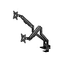 Monoprice Low Profile Dual Monitor Gas Spring Desk Mount - Up to 32in/19.8 lbs Screens, Detachable VESA 100x100/75x75 Plate, 180 Degree Wall Stop