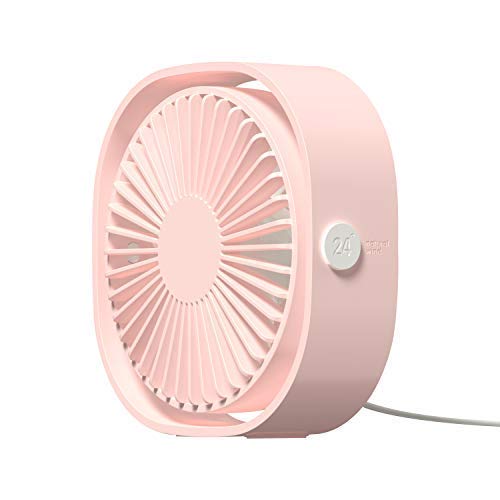 Small USB Desk Fan 3 Speeds Table Cooling Fan 360° Rotatable Untral Quiet for Home Ofiice Laptop (Pink)