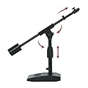 Gator Frameworks Short Weighted Base Microphone Stand with Telescopic Boom Arm and 2.5 Lbs Counter Weight, Ideal for Desktop, Recording, and Streaming