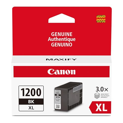 Canon PGI-1200XL Genuine Pigment Black Ink Tank, Compatible with MB2120, MB2720, B2020, MB2320 (Optional) Printers