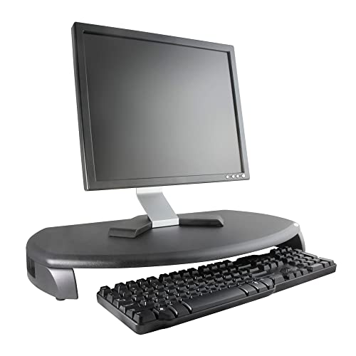 Kantek Desktop Computer Monitor Stand with Keyboard Storage, MDF Wood Top, Holds up to 80 lbs, 23" x 13.25" x 3", Black