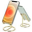 ROPOSY Cell Phone Stand for Desk, Cute Metal Gold Cell Phone Stand Holder Desk Accessories, Compatible with All Mobile Phones, iPhone, iPad