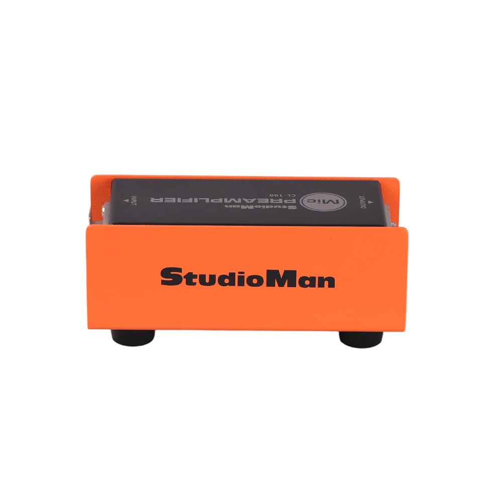 StudioMan CL-100 XLR Preamp for Dynamic Microphones,25dB Gain, Low-Noise Amplifier,Compact Metal Housing, XLR I/O,Orange/Black, Phantom Power