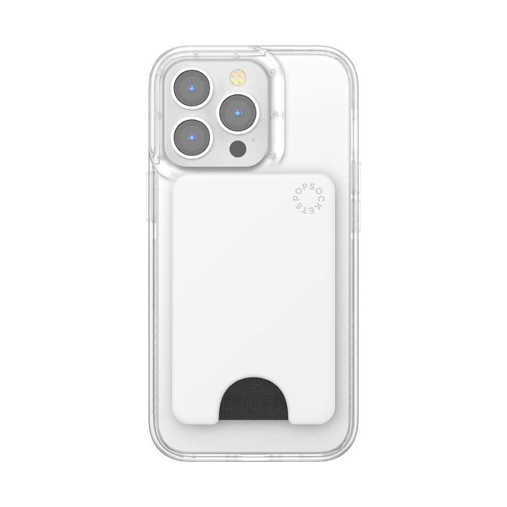 PopSockets Phone Wallet for MagSafe, Phone Card Holder with Grip - White