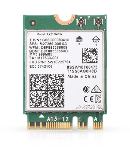 WiFi 6E Adapter for Intel AX210 | Tri-Band 2.4/5/6 GHz | Up to 2.4 Gbps | M.2 for PCs | Bluetooth 5.3 Compatible | Works with Intel, AMD, Windows