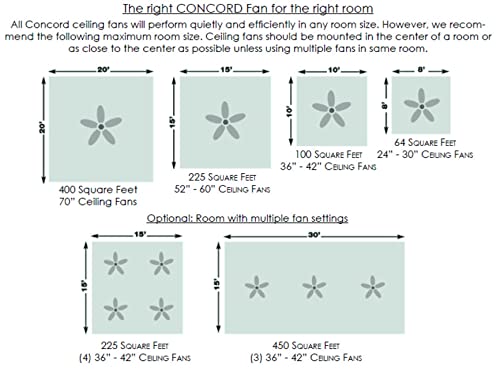 Concord Fans 52RS5ST Protruding Mount, 5 Chrome/Rosewood Blades Ceiling fan, Stainless Steel