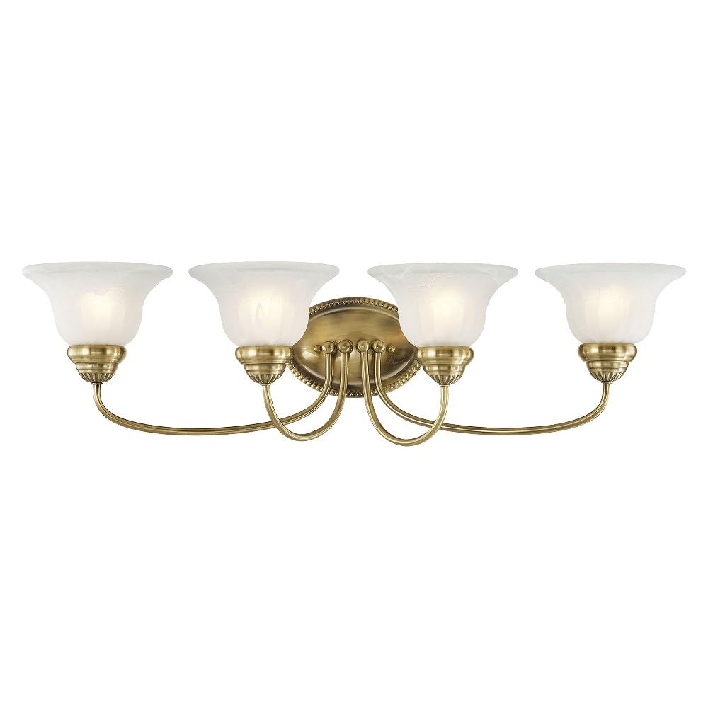 Livex Lighting 1534-91 Edgemont 4 Light Vanity Brushed Nickel with White Alabaster Glass, 30.5 x 8.75 x 8