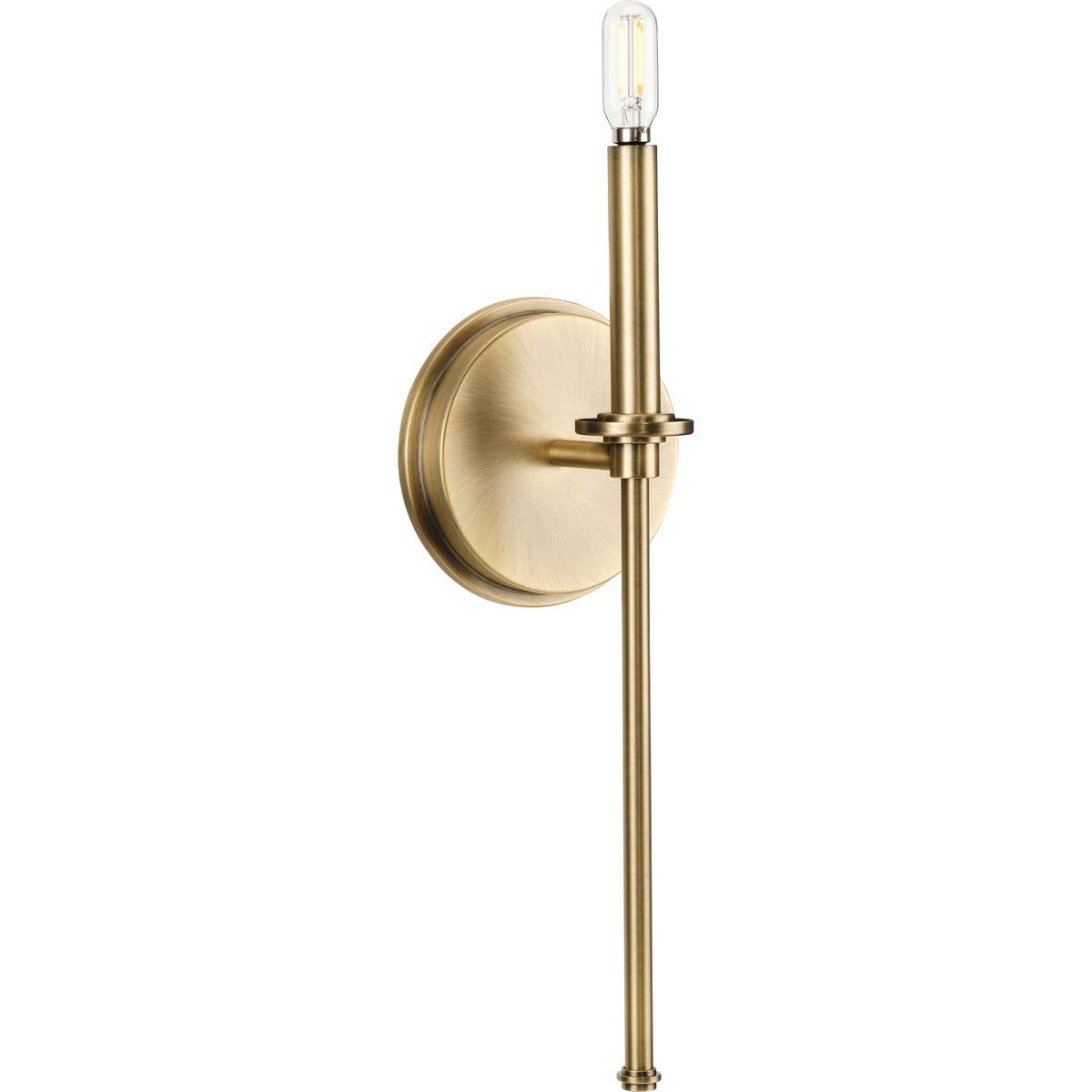 Progress Lighting Elara Collection 5-3/4 in. 1-Light Vintage Brass Vanity Light Clear Glass