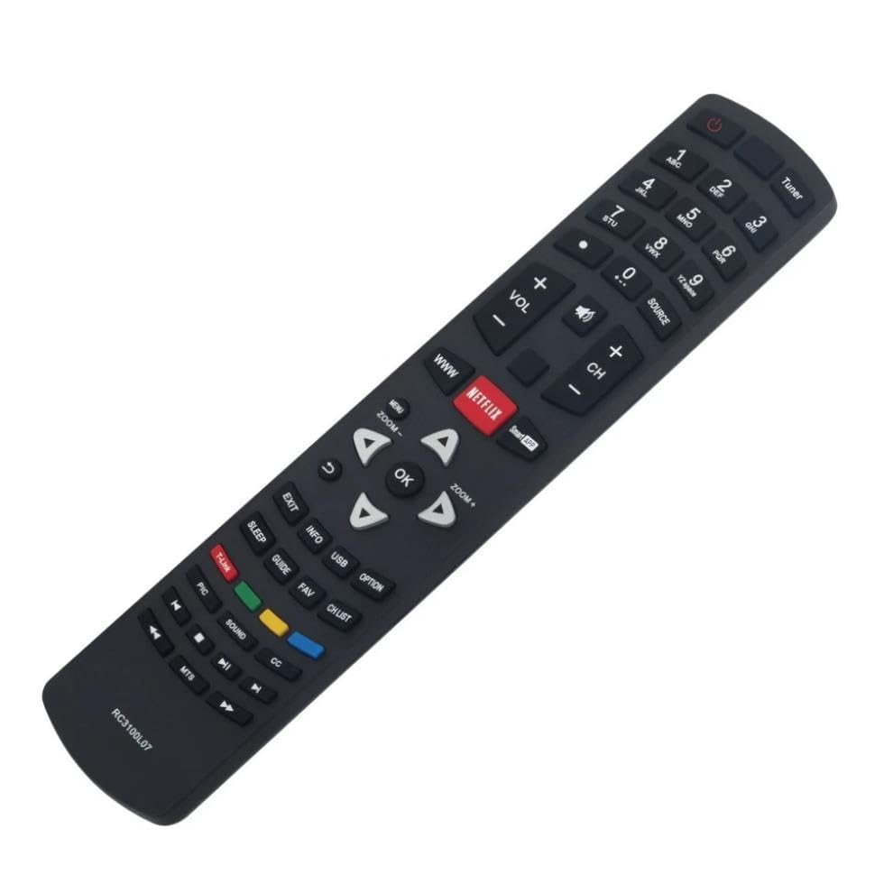 RC3100L07 TV Remote Control for TCL TV in Living Rooms or Rooms, No programming or pairing needed, Replacement Remote Compatible Models 43D2900