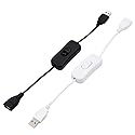 VizGiz 2 Pack USB Switch ON/Off Extension Cable 4 PIN Data Sync 2.0 Cord 303 Rocker Toggle Line Wire for LED Strip Hard Drive USB Powered Lamp Hub Fan