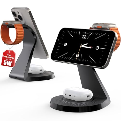 3 in 1 Charging Station for Apple Devices,Mag-Safe Charger Stand Fast Charging,Wireless Charger for iPhone 16/15/14/13/12 Series,& AirPods