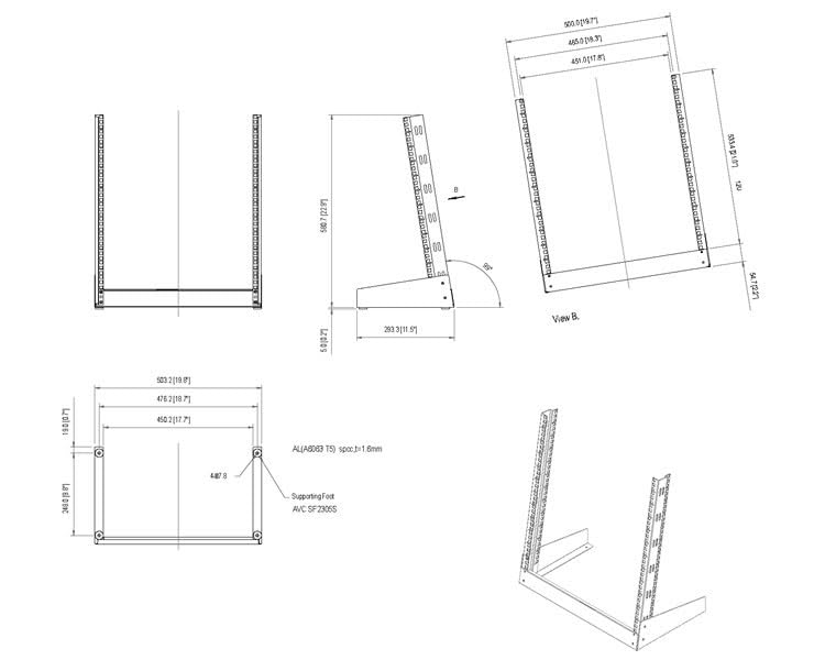 StarTech 12U 2-Post Desktop Open-Frame Rack, 19in, 110lb, TAA (RK12OD)