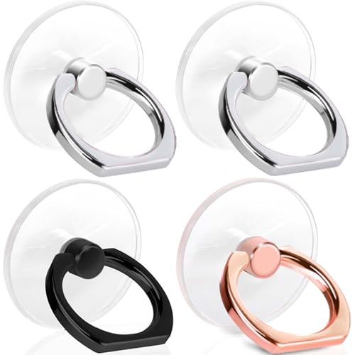 4 Pack Jsoerpay Cell Phone Ring Holder, Transparent Ring Holder 360°Rotation Finger Ring Stand, Clear Cell Phone Kickstand Compatible with Most
