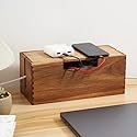 LiTY Acacia Wood Cable Management Box, Wooden Cord Hider & Organizer for Power Strip, Electrical Hiding, TV Wires, Desk & Floor Cables - Office Under