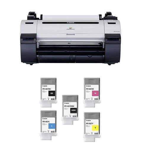 Canon imagePROGRAF iPF670E 24in Large-Format Inkjet Photo Printer Without Stand - with 90ml Dye Ink Tank Bundle - PFI007BK Black, PFI007C Cyan