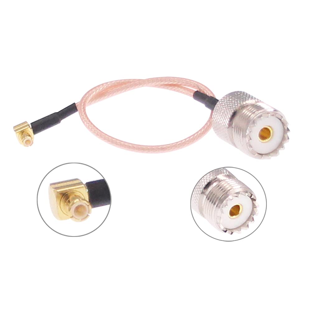 RFaha 2pcs RF coaxial Cable UHF Female SO239 to MCX Male Right Angle Antenna Extender Cable Adapter Connector RG316 20CM(F31-2)