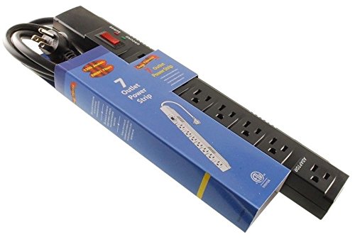 CablesOnline, 7 Outlets 1200-Joules Surge Protector Power Strip with 5 Horizontal Outlets + 2 Adapter Outlets & 6-Foot Right-Angle Cable, SP-050