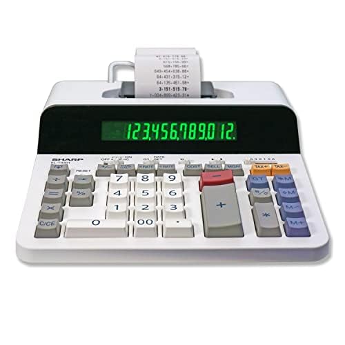 Sharp 12-Digit Printing Calculator with Extra Large 10-Digit Option, 8.0 LPS Thermal Printer, No Ink Required, Full-Sized Keyboard, Easy Paper Load