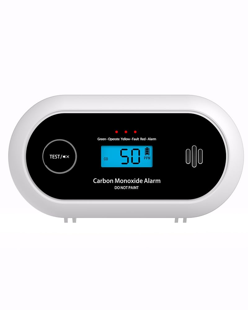 KIMROG 10-Year Battery Carbon Monoxide Detector, Portable Travel CO Detector Alarm for Home, Garage, RV, Camping, LCD Display with Backlight, V-0