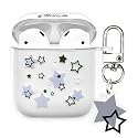 AIIEKZ Compatible with AirPods Case Cover, Kawaii Clear Soft TPU Case with Cute Star Keychain for AirPods 1&2 Generation Case for Girls Women (Airpods
