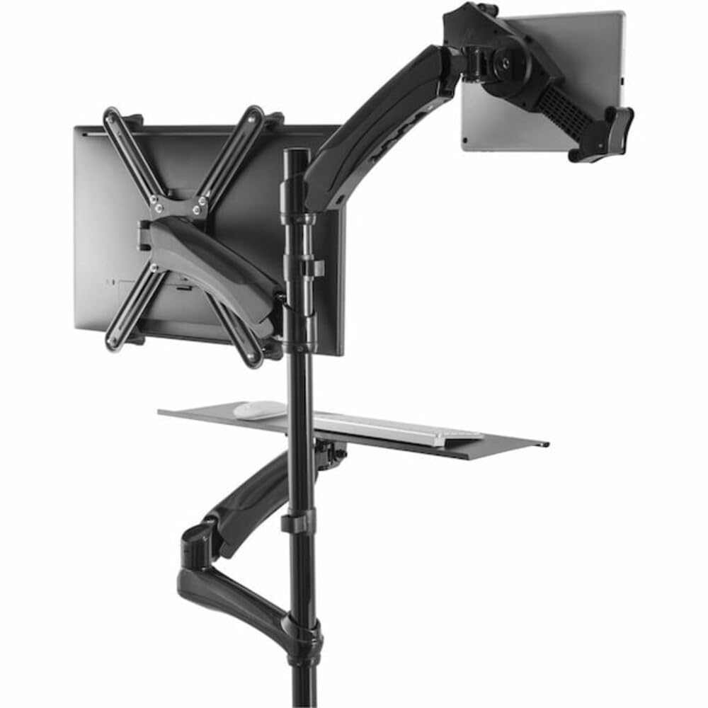 Monitor & Tablet Mount - CTA Adjustable 2-in-1 Stand with Keyboard Tray for 7-13" Tablets Including iPad Gen 7th/ 8th/ 9th Gen 10.2", iPad Air 4, Pad