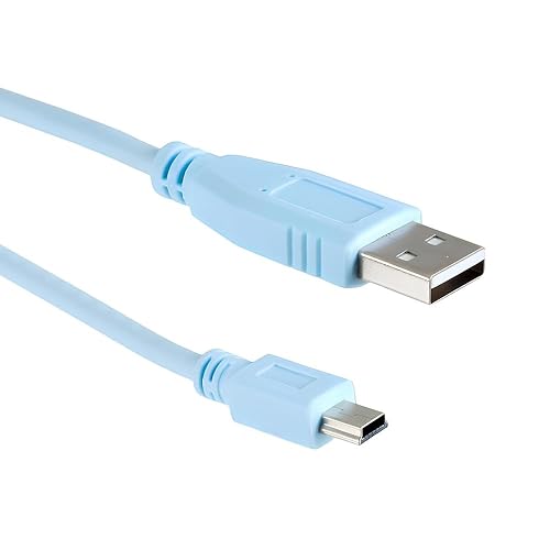 CablesAndKits Compatible Cisco Blue USB Console Cable 6ft | A to Mini-B Rollover Cable | Compatible with Cisco Routers, Switches, Firewalls |