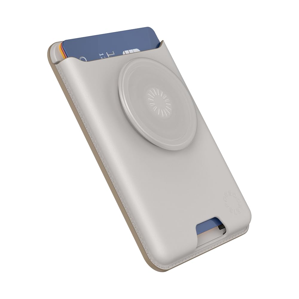PopSockets Phone Wallet for MagSafe, Phone Card Holder with Grip, White - Horchata