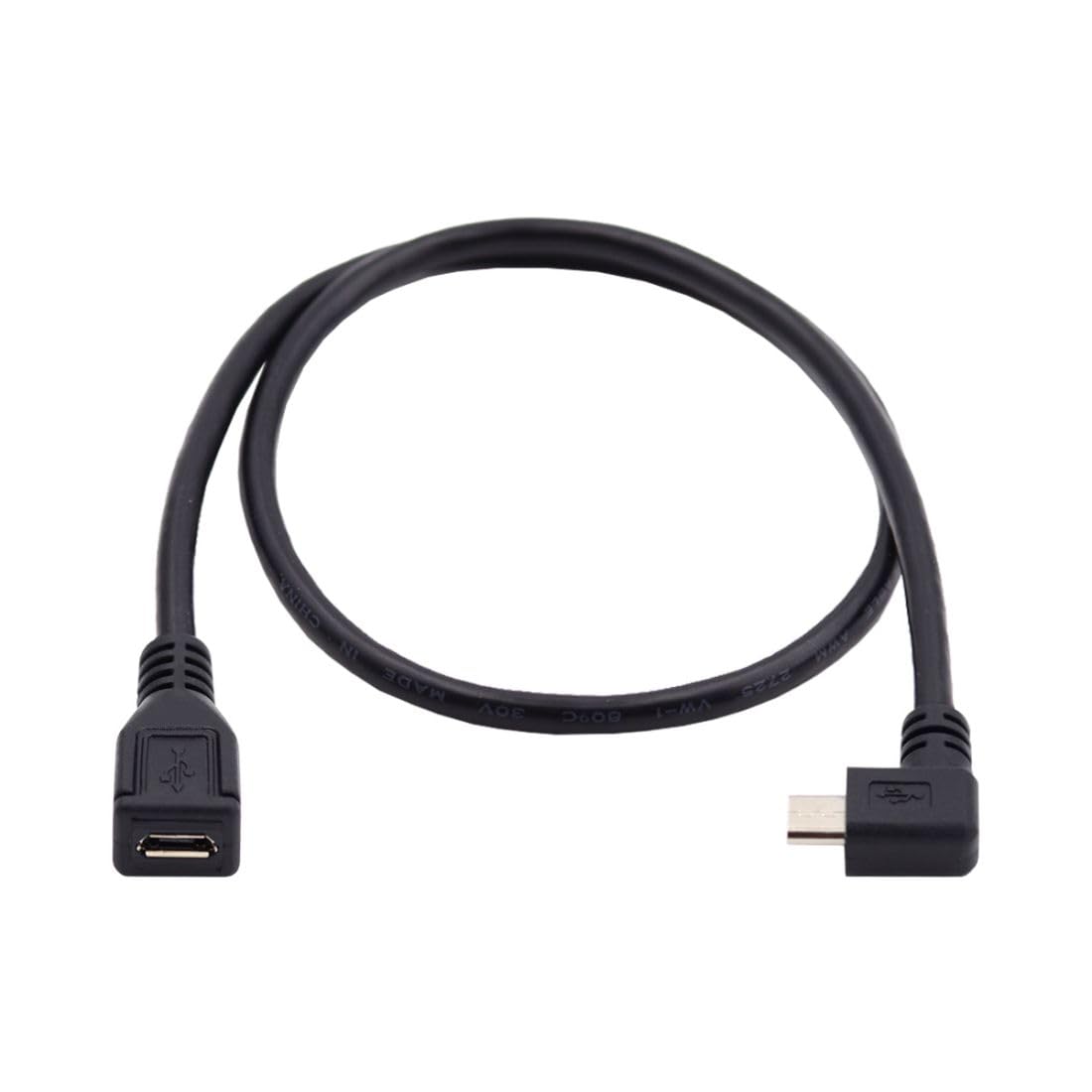 chenyang CY Micro USB 2.0 Male to Micro USB 2.0 Female Extension Cable Left & Right 90 Degree Angled Full Pin Connected 0.5M