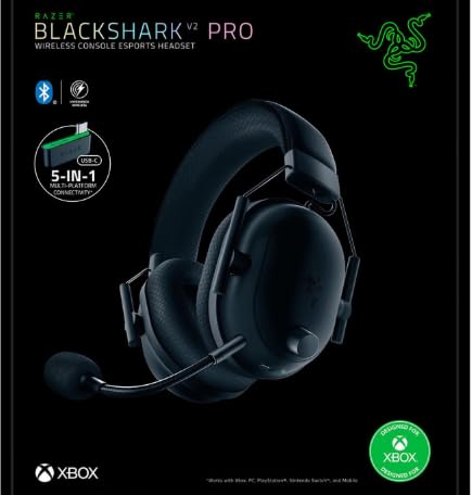 Razer BlackShark V2 Pro Wireless Xbox Gaming Headset: 50mm Drivers - Wideband Mic - Comfortable Noise Isolating Earcups - for Xbox, PS5, Console, PC