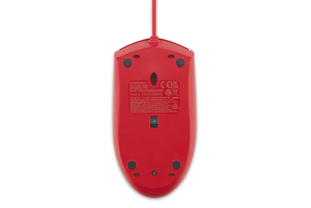 Kensington Pro Fit Wired Washable USB Computer Mouse K75239US, Red
