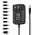 12V 2A DC Regulated Power Supply, 100-240V 50-60Hz AC to DC 12 Volt 2 Amp Replacement Power Adapter Cord, 5.5mm x 2.5mm Barrel Jack & 10 Tips, Tip…