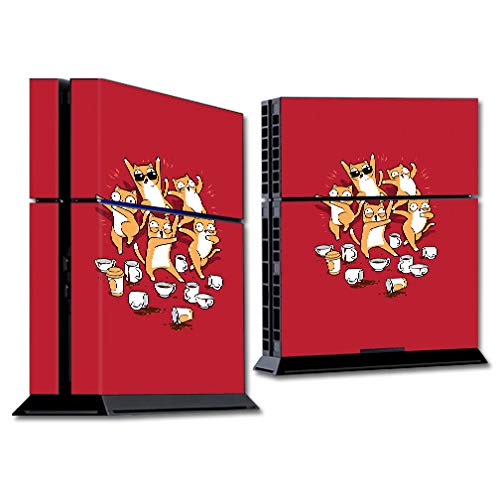 MightySkins Skin Compatible with Sony PS4 Console - Cat Coffee Party | Protective, Durable, and Unique Vinyl Decal wrap Cover | Easy to Apply, Remove