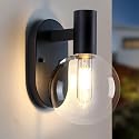 Caisens Outdoor Wall Light Fixture, Indoor Outdoor Wall Sconce, Waterproof Outdoor Porch Light, Black Vanity Light Fixture with Clear Globe Glass
