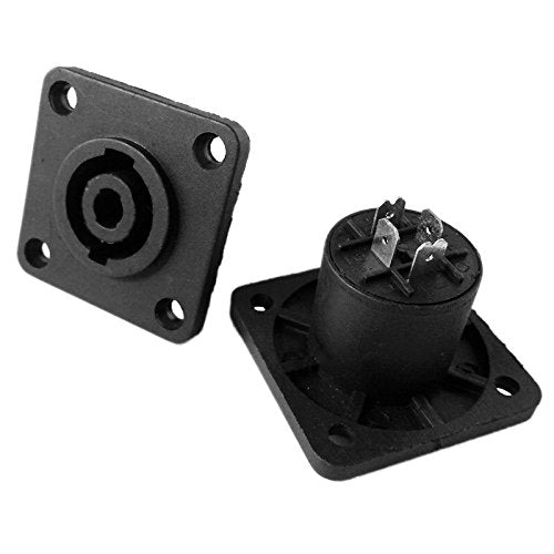 CESS Speaker Jack Twist Lock 4 Pole Square (Rectangle) - Speakon Female Socket Panel/Chassis Mount - Compatible with Neutrik Speakon NL4MP, NL4MPR