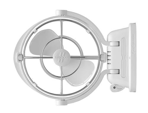 SEEKR Sirocco II™ Fan from by Caframo. 12V/24V Auto-Sensing DC, Omnidirectional Low-Power Draw Fan for Boats and RVs. Hardwire Installation Required.
